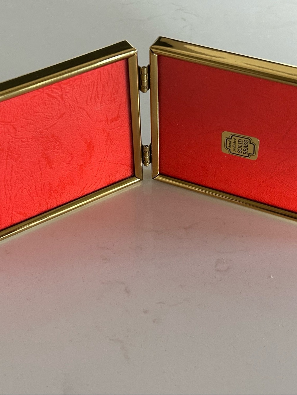 Vintage Solid Brass Double Picture Frame 3.5 x 5 in